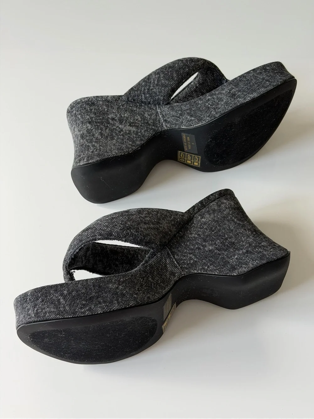 Jeffrey Campbell Drippin Platform Flip Flops Sandals in Black Denim - 6